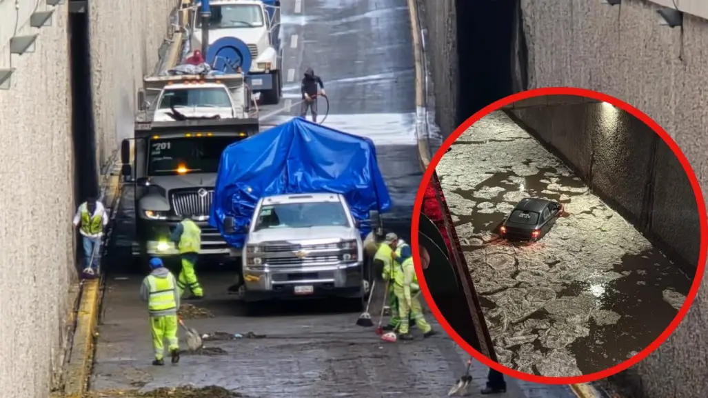 Inundación en Toluca: limpian paso deprimido de Las Torres y Jesús Carranza
