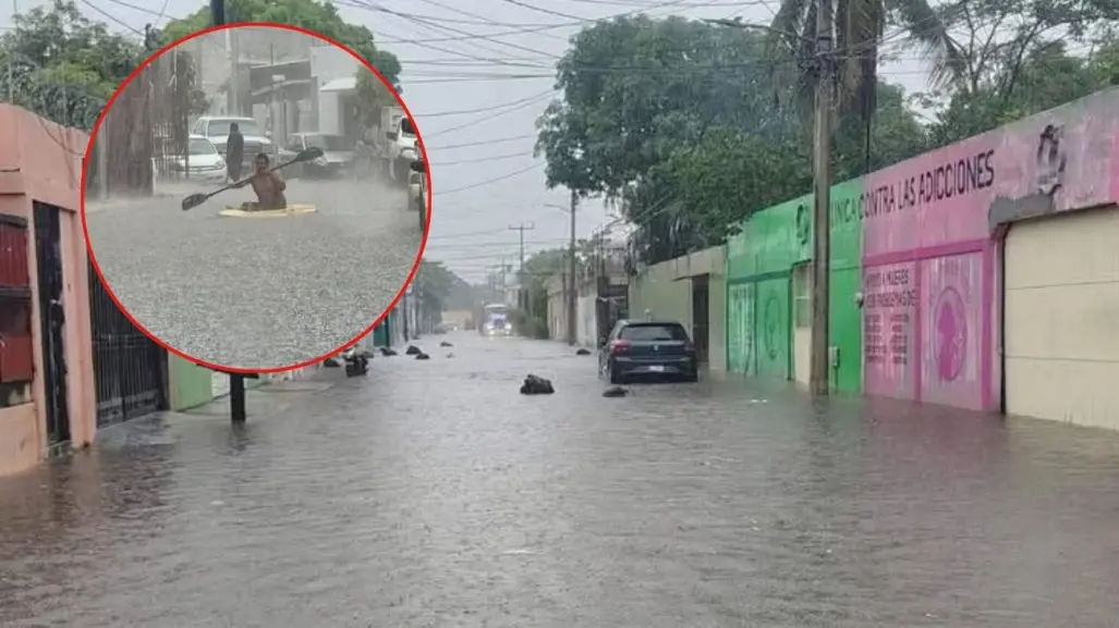 Calles de Ciudad del Carmen terminan inundadas por fuertes lluvias