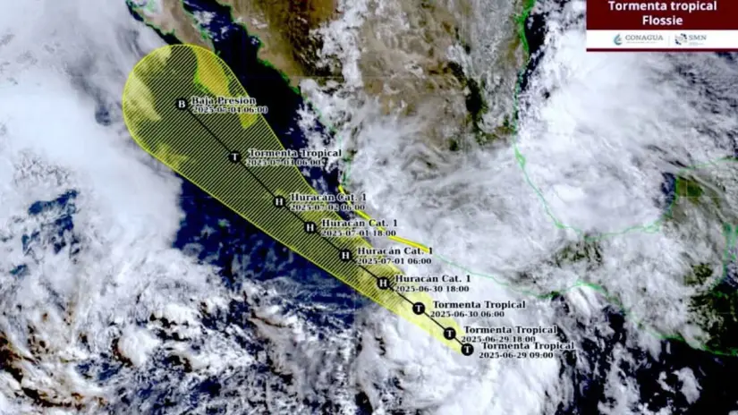 Flossie podría evolucionar a huracán categoría 1. Foto: Servicio Meteorológico Nacional (SMN)