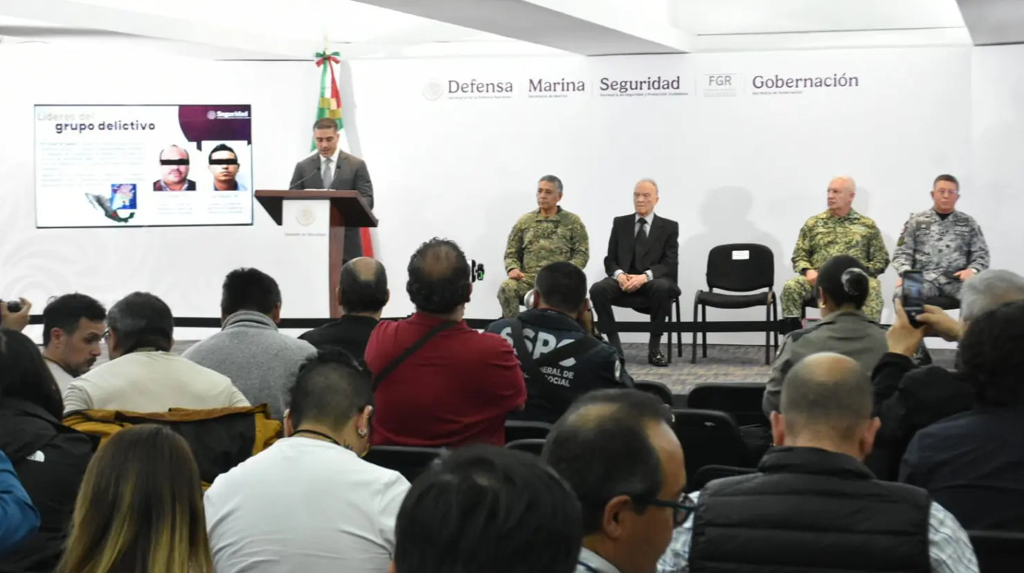 Omar García Harfuch informa respecto a Desmantelamiento de importante Red de Huachicol en México. Foto: Enrique Pérez
