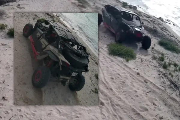 Conductor temerario en playas de Yucatán pone en riesgo a familias