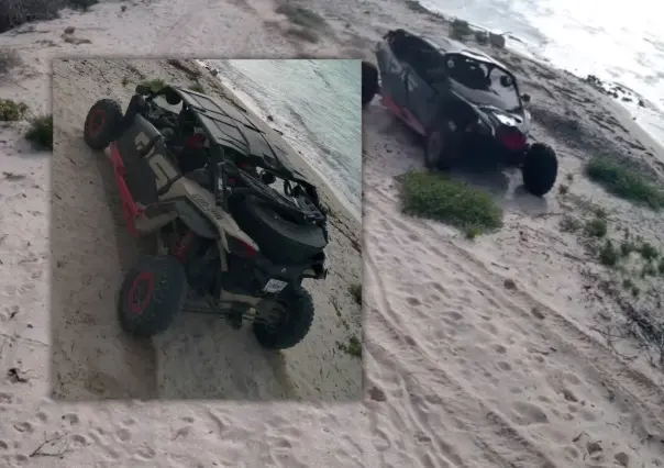Conductor temerario en playas de Yucatán pone en riesgo a familias