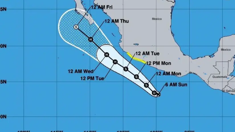 Flossie ha generado lluvias y vientos fuertes en entidades como Guerrero, Colima y Jalisco. Foto: National Hurricane Center (NOAA)