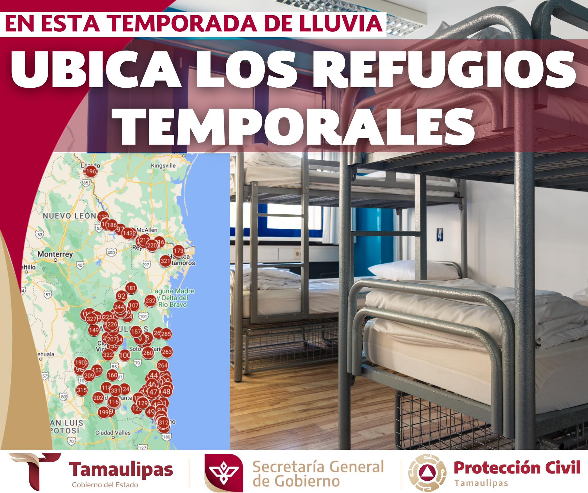 Así puedes ubicar un refugio temporal en Tamaulipas durante la tormenta tropical Así puedes ubicar un refugio temporal en Tamaulipas durante la tormenta tropical