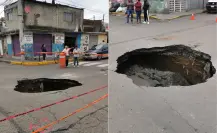 Enorme socavón en Iztapalapa sorprende con cuatro metros de profundidad