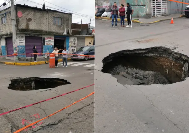 Enorme socavón en Iztapalapa sorprende con cuatro metros de profundidad