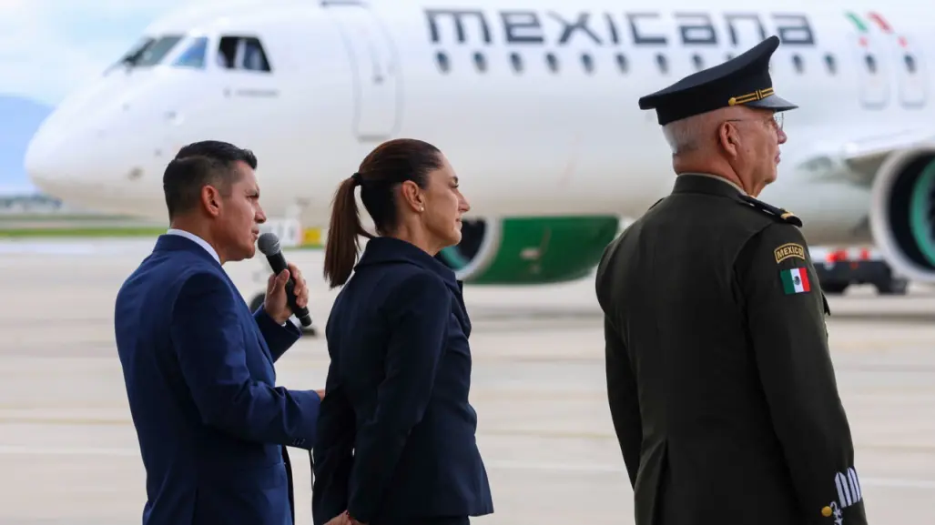Claudia Sheinbaum recibe primer aeronave Embraer E195 – E2 para Mexicana de Aviación en el AIFA