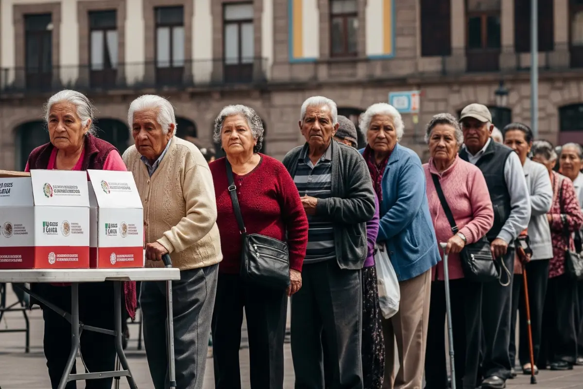 Entrega de despesas a adultos mayores en CDMX. Foto: Iván Macías.