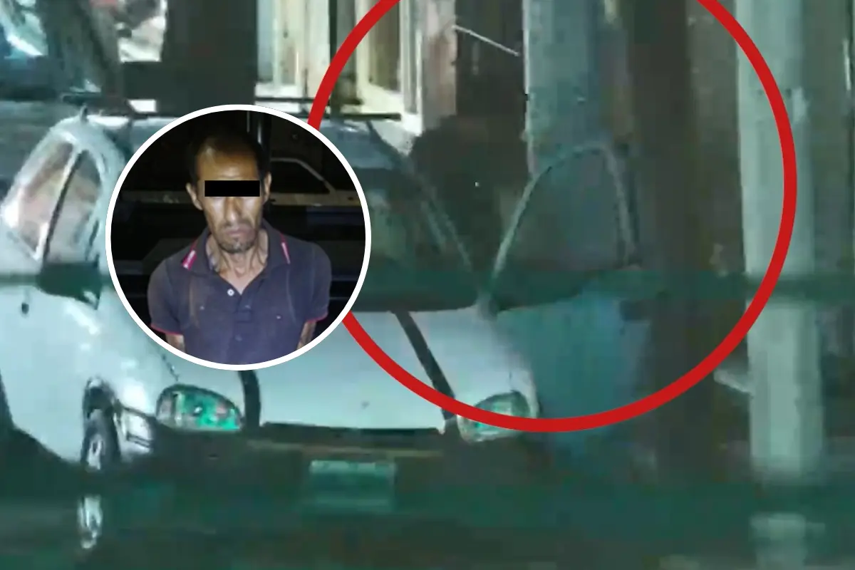 Los agentes municipales observaron que el presunto se encontraba cerca del carro mencionado, de donde se presume sacó una caja/Foto: Policía de Monterrey
