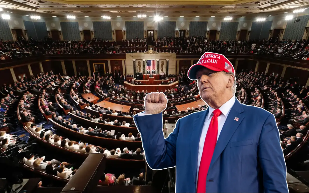 Donald Trump y la Cámara del Senado de EEUU. Foto: X (@WhiteHouse) / Brookings