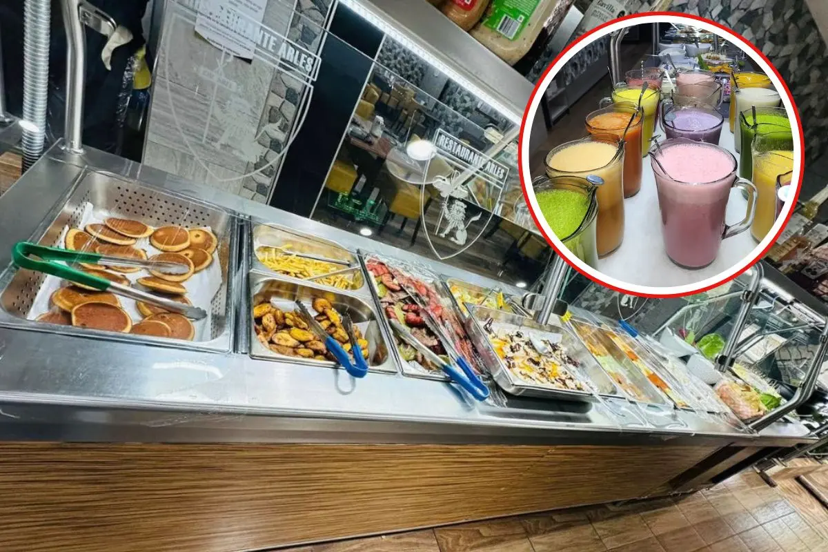 Barra de buffet del restaurante 5 Portes.       Foto: IG (@5_portes) | Canva