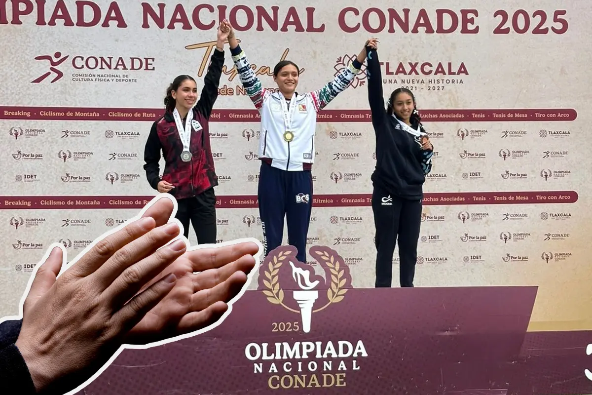 Karely Guadalupe Lucero Terán se coronó campeona en la prueba de salto de longitud. Fotos: Insude | Canva.