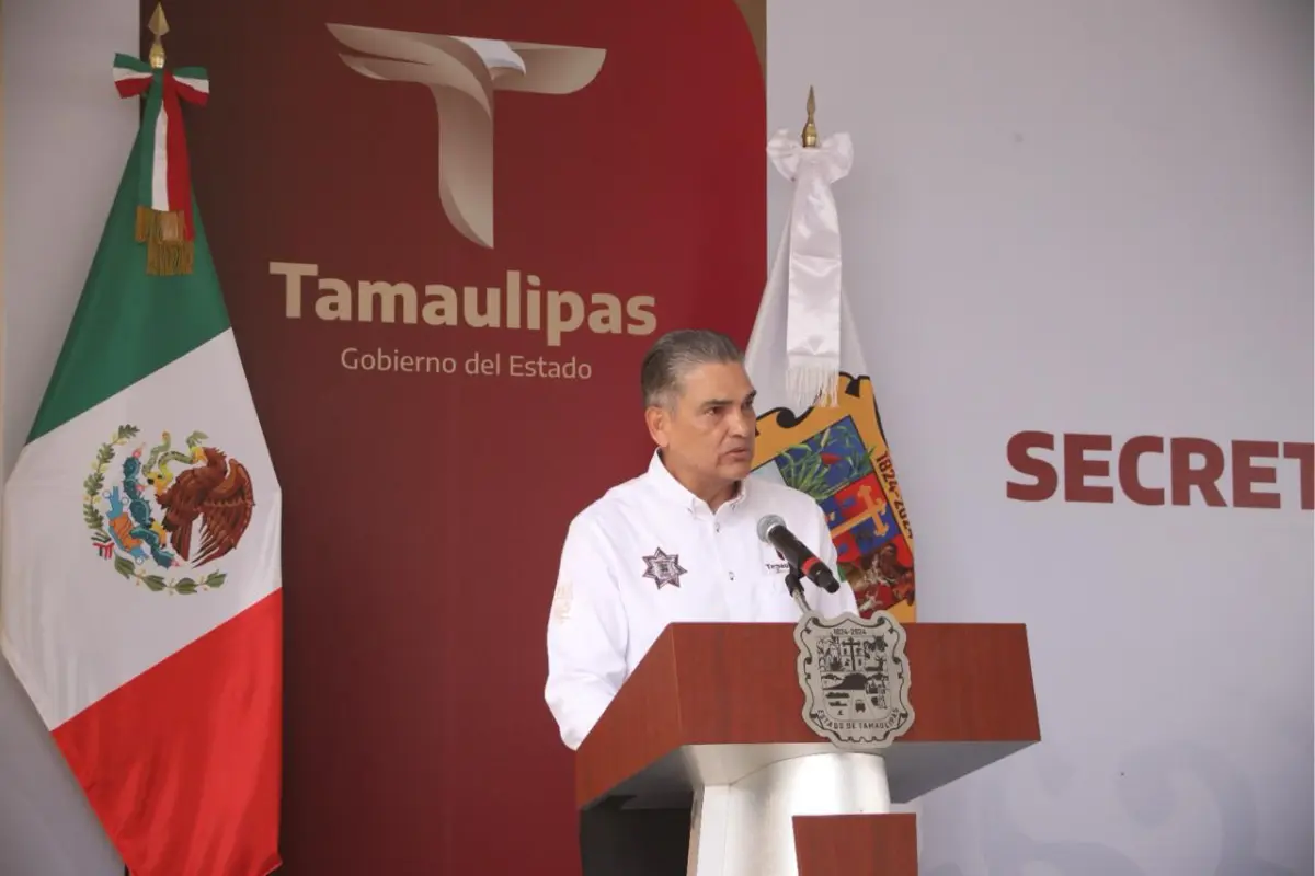 General Carlos Arturo Pancardo Escudero, secretario de Seguridad Pública en Tamaulipas, durante su toma de protesta al cargo. Foto: Carlos García