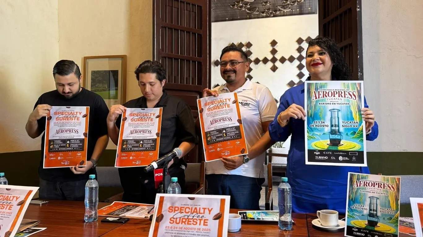 Rueda de prensa de la Expo Specialty Coffee Sureste. Foto: Irving Gil