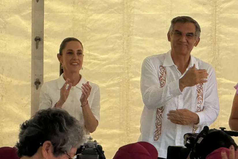 La presidenta Claudia Sheinbaum y el gobernador de Tamaulipas Américo Villarreal | Foto: Axel Hassel