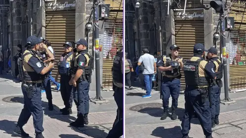 Comerciantes se enfrentan con policías en centro de Puebla; hay 3 lesionados