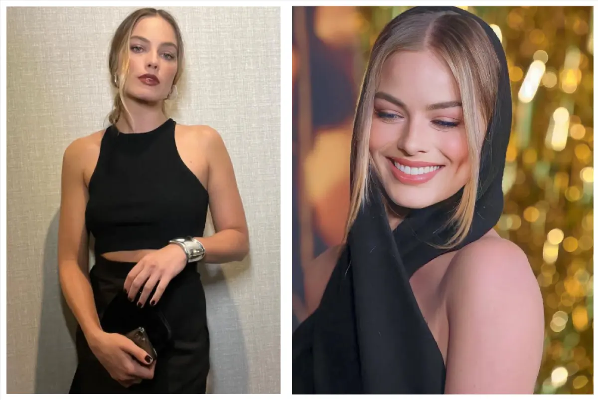 Margot Robbie dejó atrás el rosa de Barbie y sorprendió con una manicura muy lejos de los tonos pastel. Foto: IG @brycescarlett | IG @margotteliserobbie