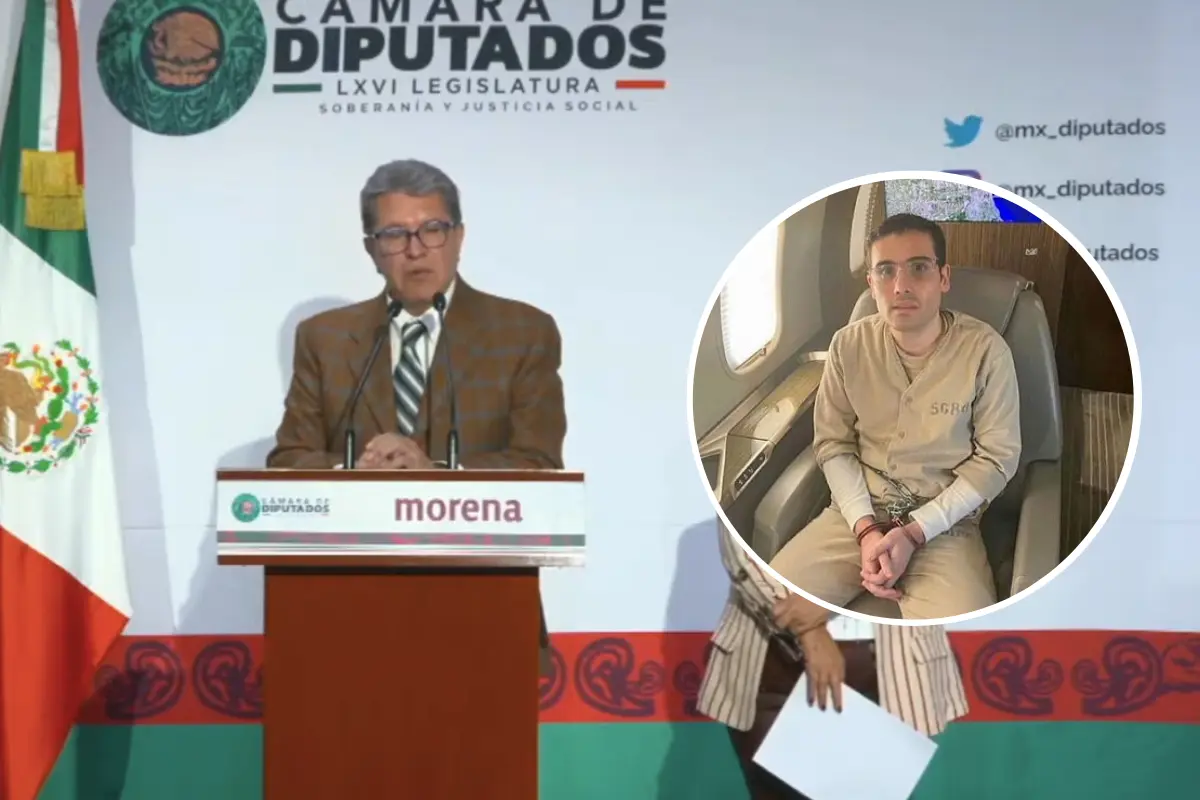 Ricardo Monreal y Ovidio Guzmán. Foto: X (@cesargutipri) / Captura de pantalla: YouTube (Cámara de Diputados)