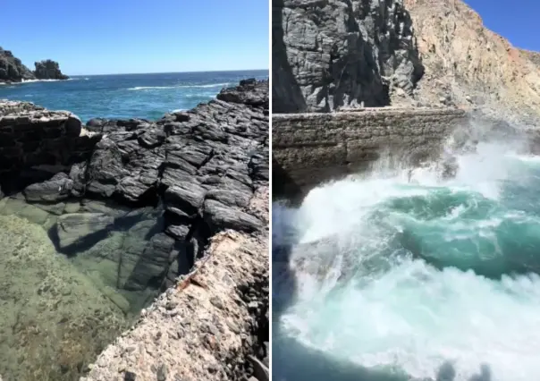 Esta playa de Todos Santos tiene una "alberca" escondida entre rocas y mar