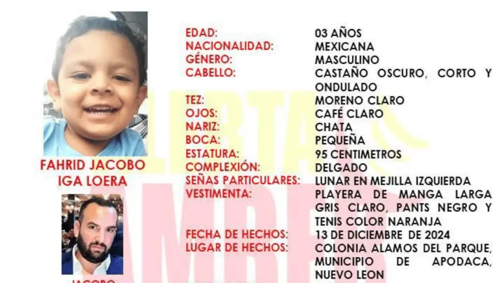 Buscan a menor de 3 años, su padre lo sustrajo de casa en Apodaca