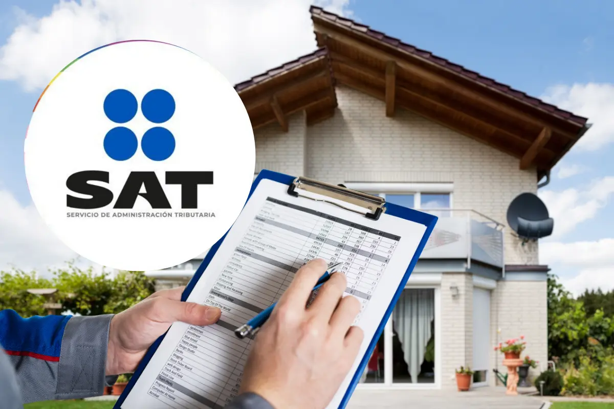Logo del SAT, persona con una hoja y casa. Foto: SAT / Canva