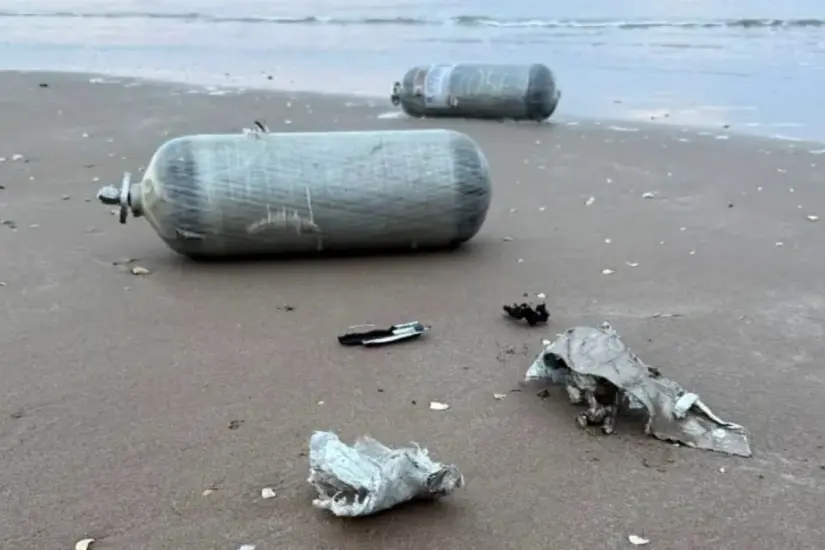 Desechos espaciales de la empresa SpaceX en playas de Matamoros. Foto: Daniel Espinoza