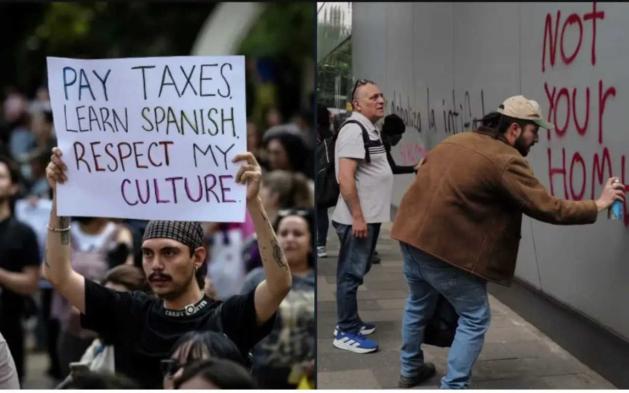 Protestas por la marcha contra la gentrificación en CDMX. Foto: X (@EndWokeness)