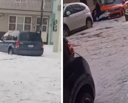 Sorprende granizada en cinco municipios de Guanajuato, con vehículos varados y cierre de calles