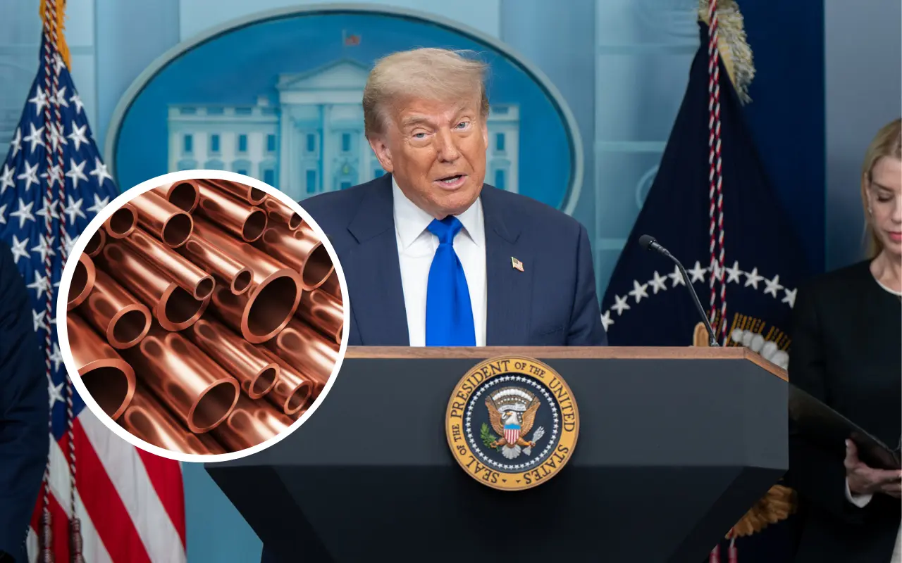 Donald Trump y cobre. Foto: X (@WhiteHouse) / Canva