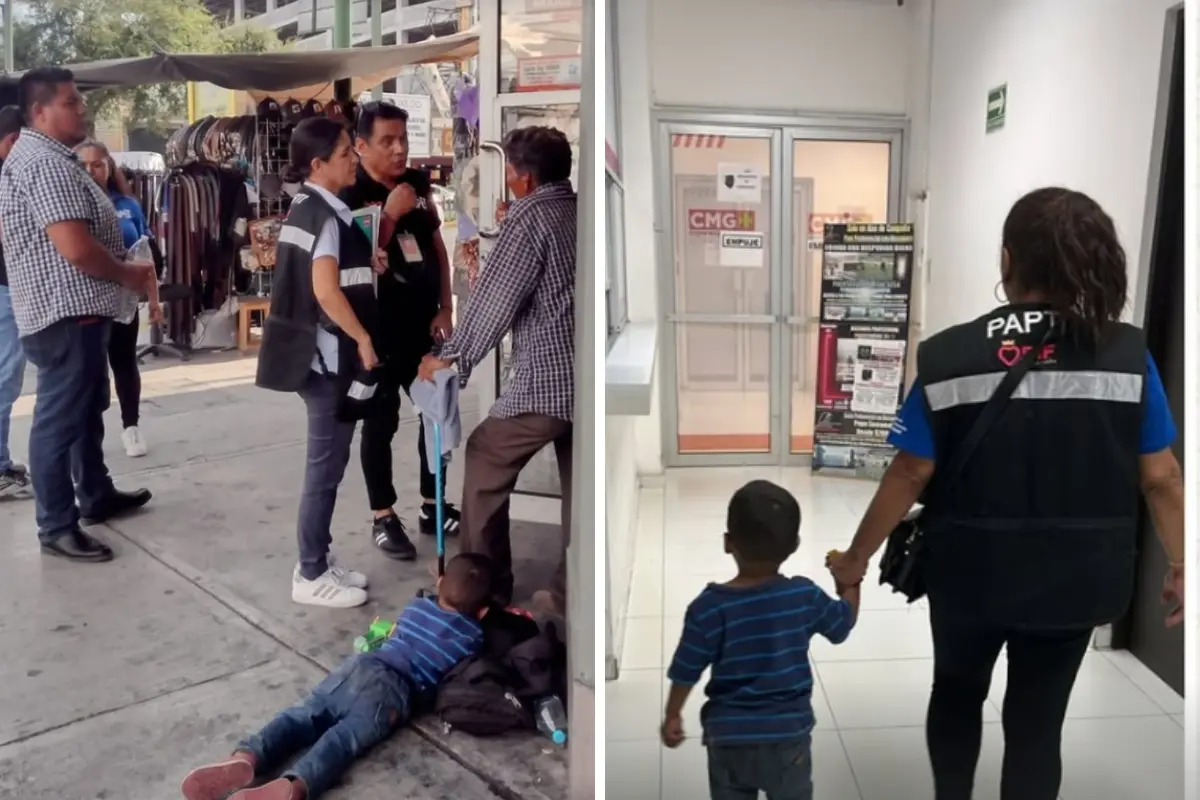 Un menor de edad en el centro de Monterrey. Foto: Composición Canva