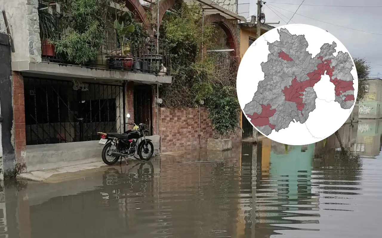 Inundación en Chalco, Estado de México. Foto: X/ @irlandamaya (Canva)