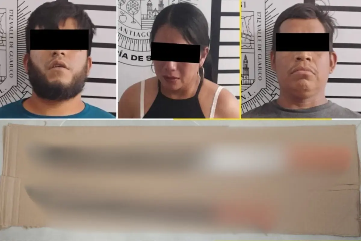 Los detenidos fueron identificados como Humberto “N”, de 37 años; José Ignacio “N”, de 29, y Nora “N”, de 36 años Foto: Gobierno de Santaigo
