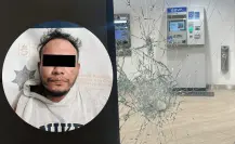 Detienen a sujeto por intentar asaltar a mujer y romper ventanas de bancos en Guadalupe