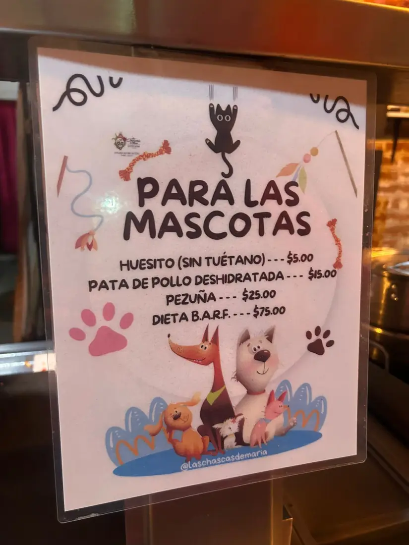 Menú para mascotas en Las Chascas de María. Foto: Ivette Pérez / POSTABCS.