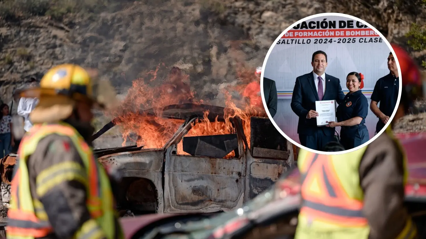 El alcalde Javier Díaz otorgó preseas a los elementos del cuerpo de bomberos en Saltillo. (Fotografía: Gobierno de Saltillo)