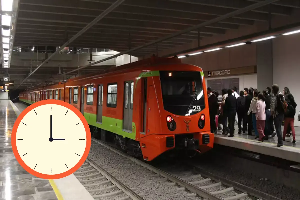Estación Mixcoac de la Línea 12 del Metro y reloj. Foto: @MetroCDMX | Canva