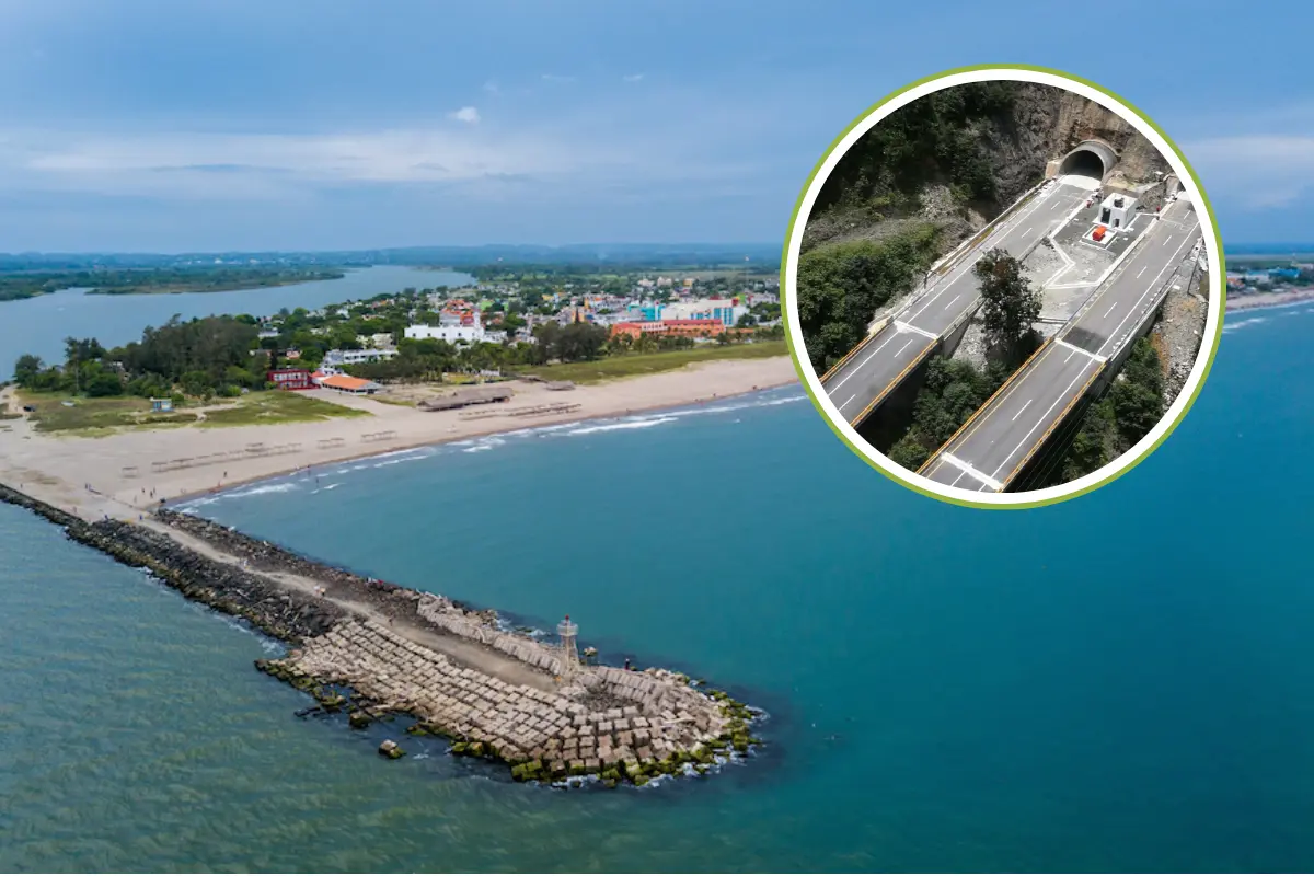 Playa de Veracruz y carreteras que lleva desde CDMX. Foto: www.gob.mx y mexicodesconocido | Canva