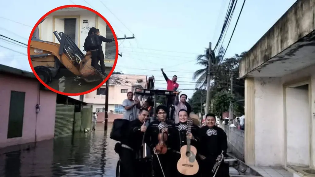 Mariachi se vuelve viral desafiando inundaciones por el Río Tamesí en Tamaulipas