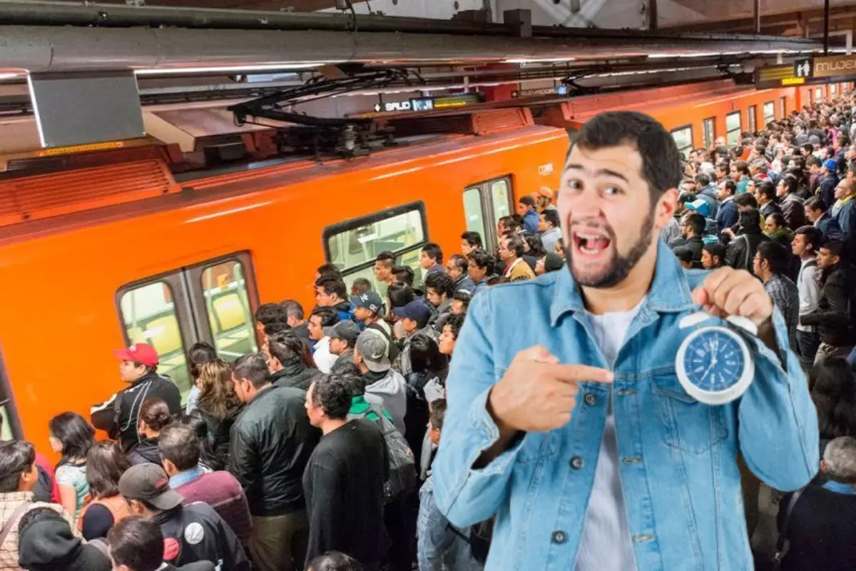 Alta Afluencia en el Metro de CDMX y chico con prisa. Foto: revista.imef.org.mx y Freepik | Canva