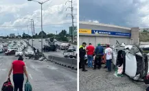 Vuelcan dos vehículos tras accidente en el Periférico LEA de Saltillo