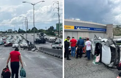 Vuelcan dos vehículos tras accidente en el Periférico LEA de Saltillo