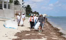 Limpian playas en Telchac Puerto y recolectan más de 200 kilos de basura