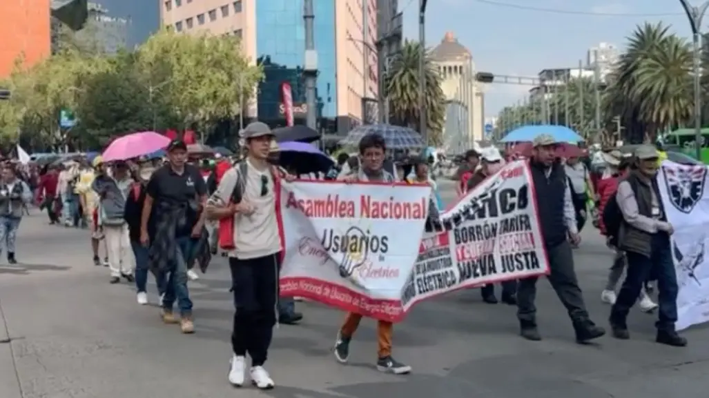 Marcha en Reforma: integrantes de ANUEE exigen borrón y cuenta nueva en adeudos a CFE