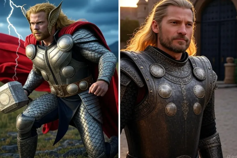 ¿Te imaginas a Thor en Valkiria? La IA lo hace posible al reinventar a los Avengers como figuras del universo de Westeros. Foto: Canva