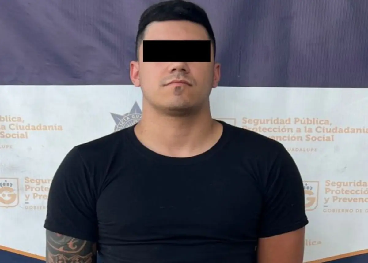 El detenido, identificado como Luis “N” de 26 años, fue capturado el pasado 9 de julio junto a otros dos sujetos. Foto: Policía de Guadalupe.