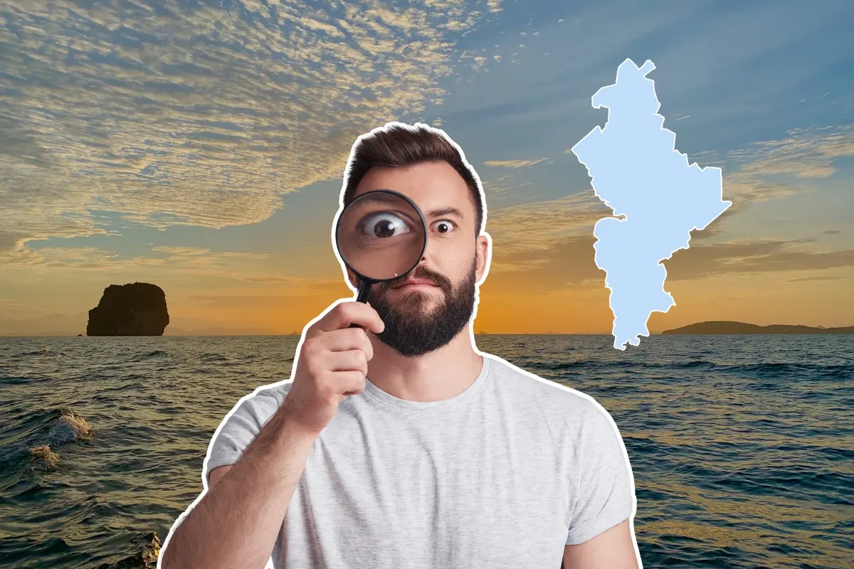 El mar, un hombre y el mapa de Nuevo León. Foto: Canva