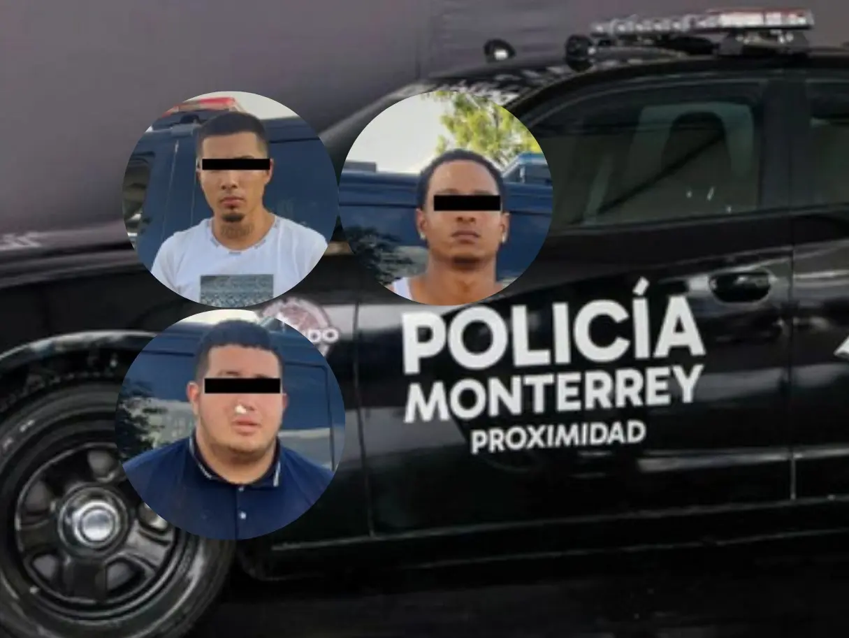 Los tres hombres fueron detenidos por elementos de la Policía de Monterrey en el sector conocido como Mesón Estrella. Foto: Policía de Monterrey/Canva.