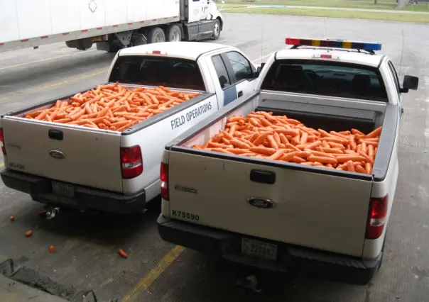 Aseguran metanfetamina oculta en trailer con zanahorias en el Puente Reynosa-Hidalgo