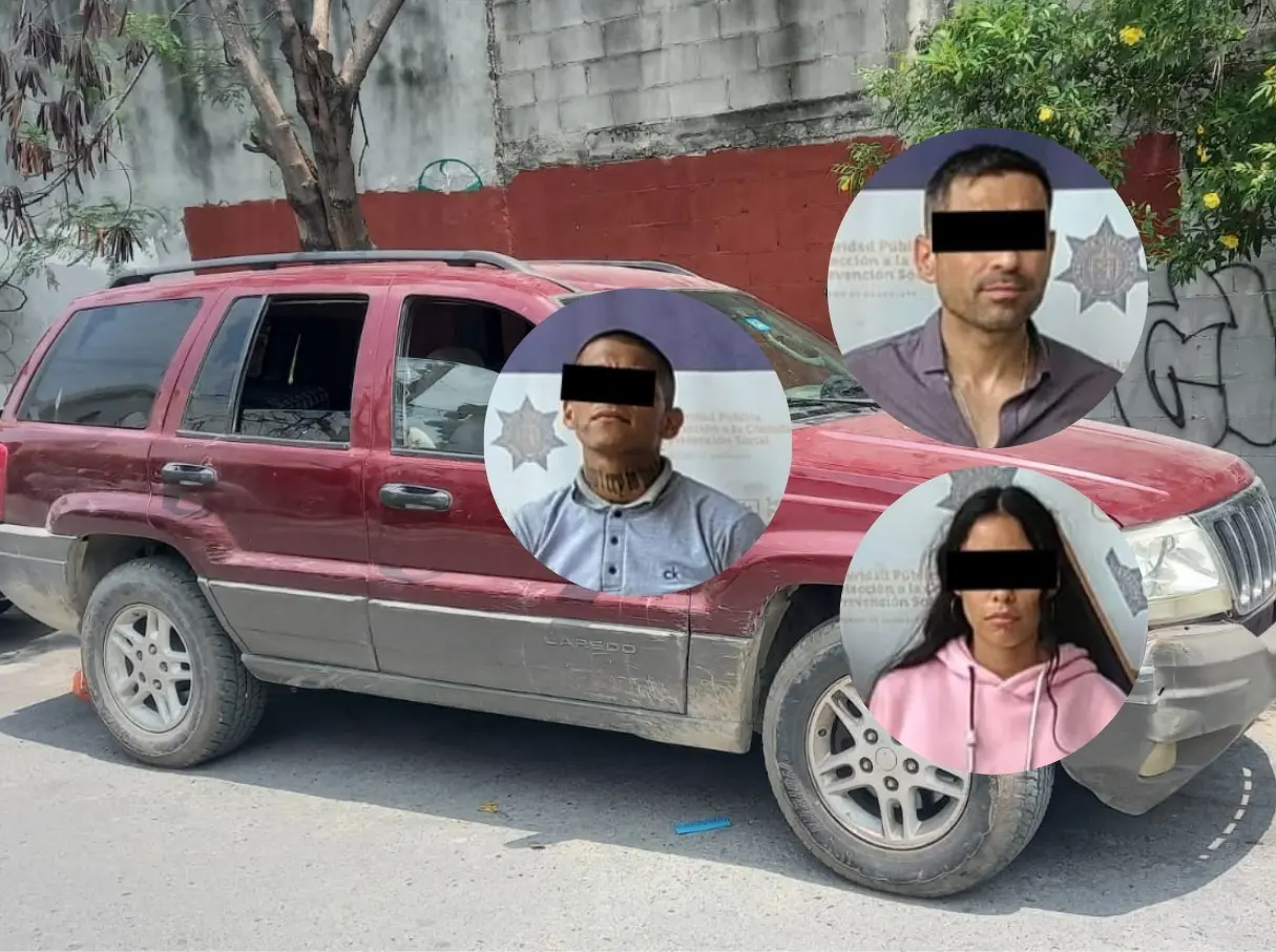 Los tres detenidos eran compuestos por un grupo de 2 hombres y una mujer que fueron arrestados en Guadalupe. Foto: Secretaría de Seguridad Pública de Guadalupe.