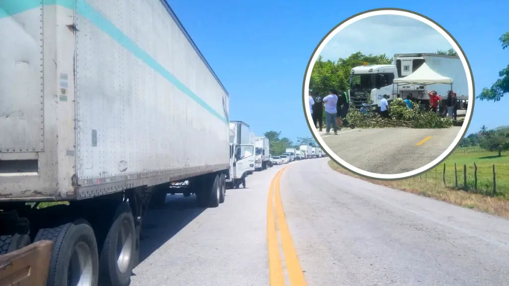 ¿Viajas por carretera a Mérida o Cancún? Hay bloqueo en la vía de Tabasco